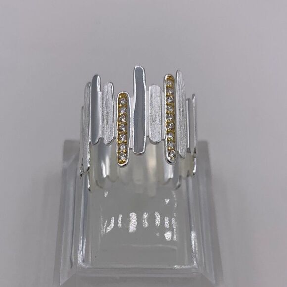 Ring,  NWOT, real 925 sterling silver, real22 karat gold, geometric, adjustable - Picture 9 of 12